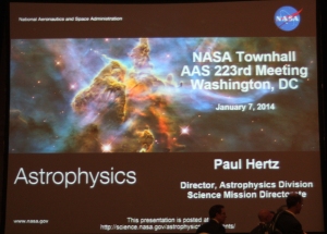 Title slide from Dr. Paul Hert's presentation for the Astrophysics Town Hall