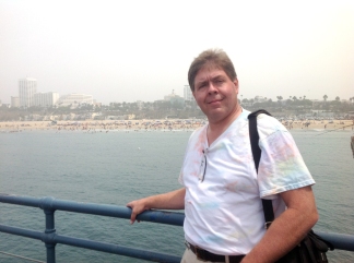 David Black on Santa Monica Pier looking back at the beach; August 2, 2014.